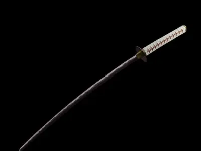 katana samurai sword Free 3D model 6