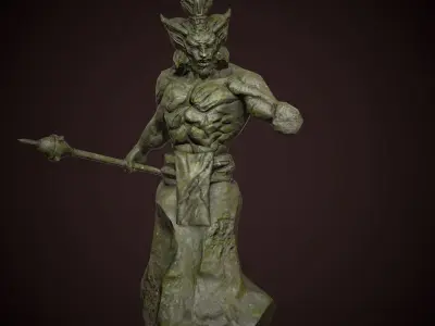 Demonic Statue Low-poly 3D model