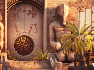 Desert Temple Environment  Low-poly 3D model