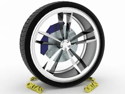 ORTAS CAR WHEEL RIM 103 GAME READY WHEEL RIM TIRE 3D model