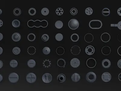 50 Hard Surface SUBD circular Elements 3D model