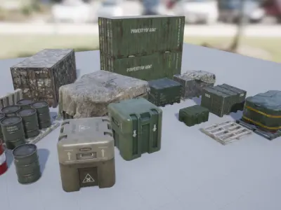 Military Containers and Crates Pack Low-poly 3D model