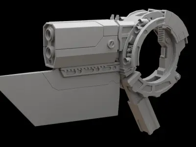 Mecha hard surface submachine gun 3D model
