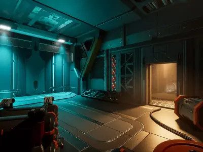 Modular Sci-fi Station Low-poly 3D model