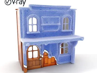 Western Saloon Building D Model Pack Low-poly 3D model