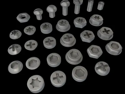 Screw Head Collection 3D model
