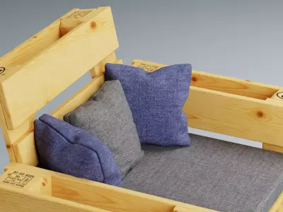 Outdoor Wooden Pallet Furniture Set Low-poly 3D model