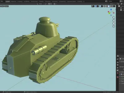 Renault FT 17 Tank Base Mesh Low-poly 3D model