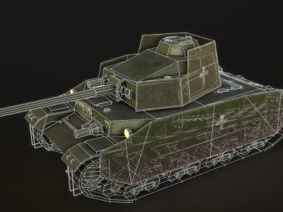Turan III tank - PBR reworked Low-poly 3D model