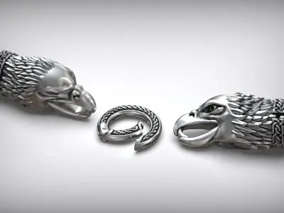 Eagle Head Antique Cord Bracelet 3D print model