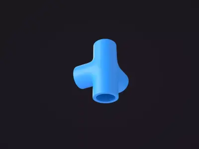 4-Way Pipe Fitting 3D model