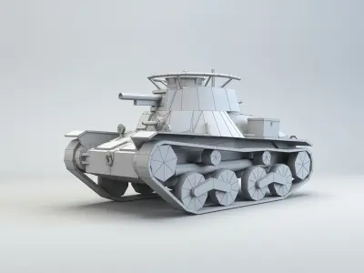 Low Poly Type 4 Ke Nu Light Tank Low-poly 3D model