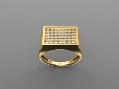 Square Signet Diamond Ring 3d Model Special 3D print model