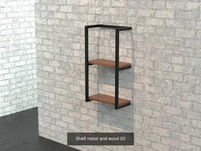 Shelf industrial metal and wood pack x8