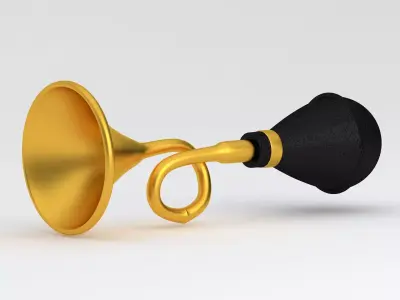 Vintage Vehicle Horn Gold 01 3D model