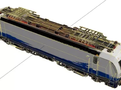 Modern Electric Locomotive Low Poly Train Engine Low-poly 3D model