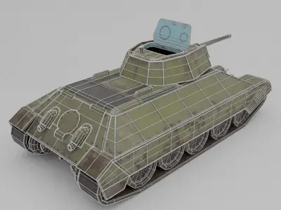 T-34E tank Low-poly 3D model