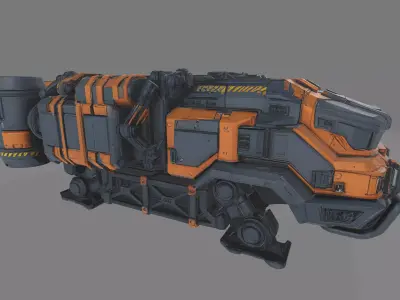 Sci-Fi Cargo Hover Truck  High Poly with Interior 3D model