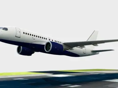 Airplane flies in sky Low-poly 3D model