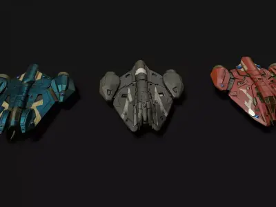 Fighter Spacecrafts Collection Low-poly 3D model
