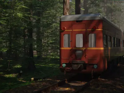 Train Forest 3d Scene 3D model