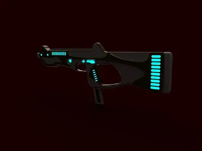 Sci Fi gun Low-poly 3D model 13