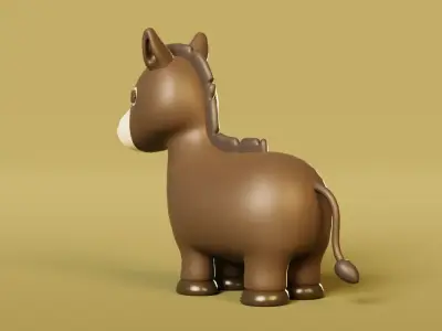 Donkey cute cartoon Low-poly 3D model