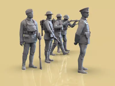 WW1 US Soldiers 3D Models Pack  American Infantry STL  3D print model