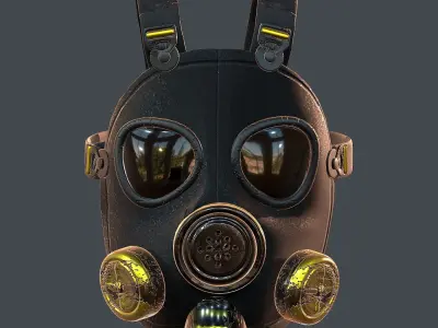 Gas mask helmet 3d model scifi Low-poly  Low-poly 3D model 19