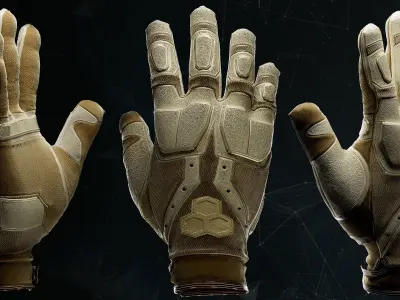 5 Tactical Gloves  MD and CLO3D  obj and fbx VOL01 3D model