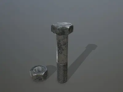 Bolts bolt and nut Low-poly 3D model 6