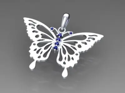 butterfly pendant 3D print model