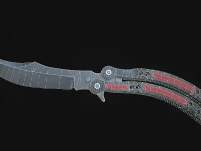 Butterfly knife Low-poly 3D model 3