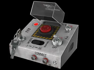 Detonator metal box with button 3D model
