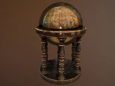 Old Antique Globe Vintage Low-poly 3D model