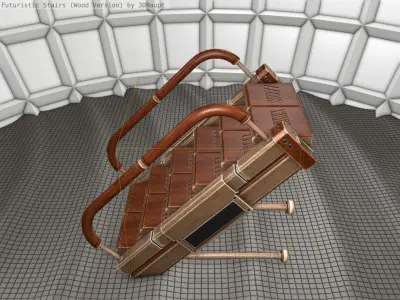 Wood Stairs - Construction Element 5 Low-poly 3D model