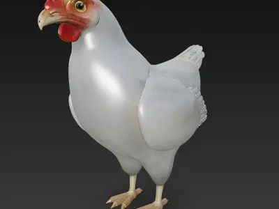 Chicken 3D Model Basic - Low Poly Simple Low-poly 3D model
