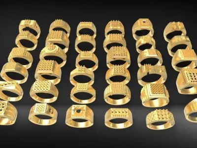 Lot of Various 35 Mens Rings Collection Bulk  3D print model