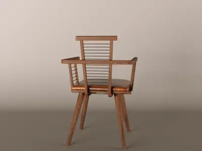 Wooden chair 3D model 5