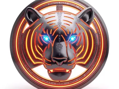 Futuristic Mechanical Tiger Head Emblem 3D Model India 3D model
