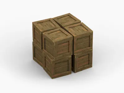 Wooden Cargo Crate Box Low-poly 3D model