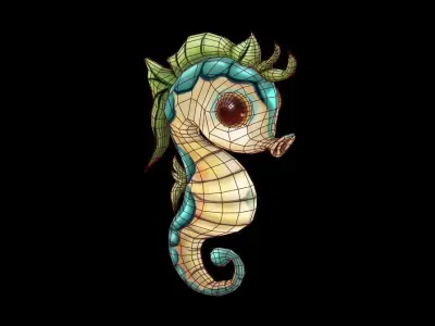 seahorse Low-poly 3D model get