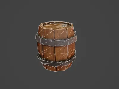 Stylized Barrel Low-poly 3D model purchase