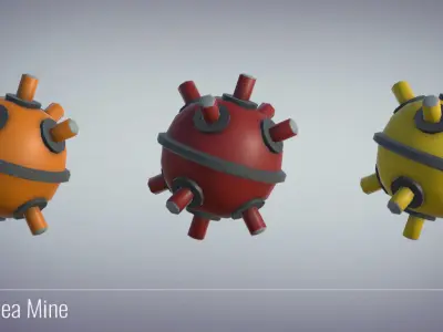 3D Sea Mine - Military Naval Weapons Low-poly 3D model