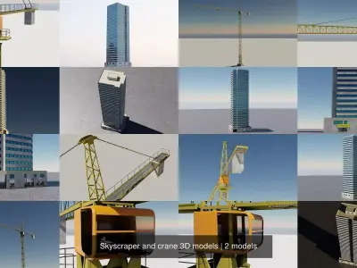 Skyscraper and crane 3D models 3D Model Pack