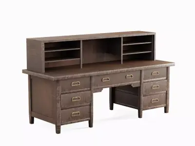 Antique Wooden Desk 01 Low-poly 3D model