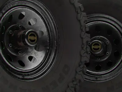 Pickup steel wheels with LODs Low-poly 3D model