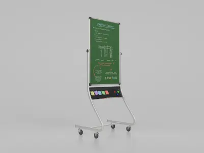 Customizable Double-Sided Metal Greenboard Tall Writing Board Low-poly 3D model