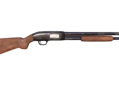 Shotgun Low-poly 3D model 9