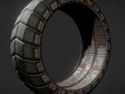 Futuristic Tire Rusty Version Low-poly 3D model